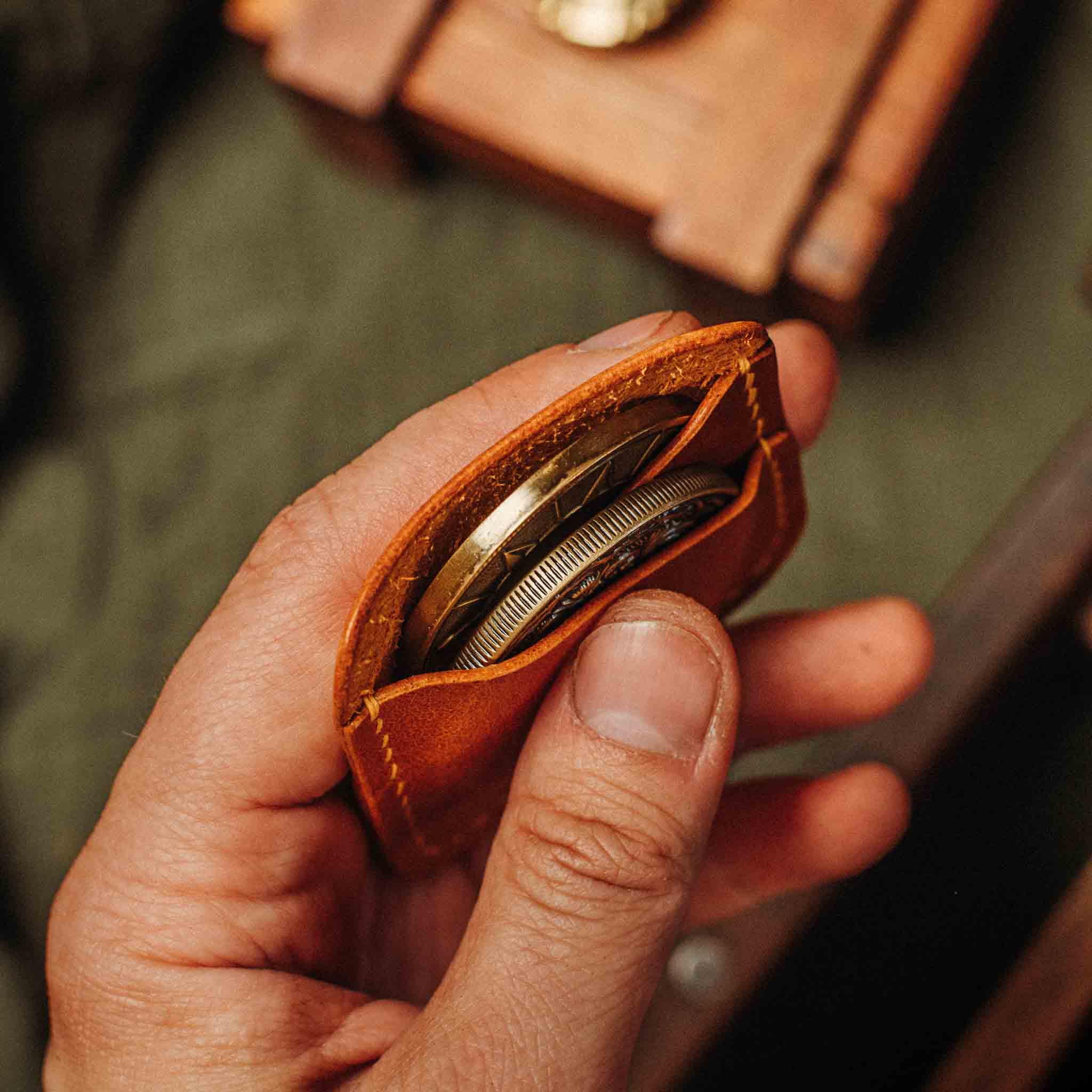Double Coin Holder - Peso Pocket Duo | Challenge Coin Case | Handcrafted Leather Pirate Goods