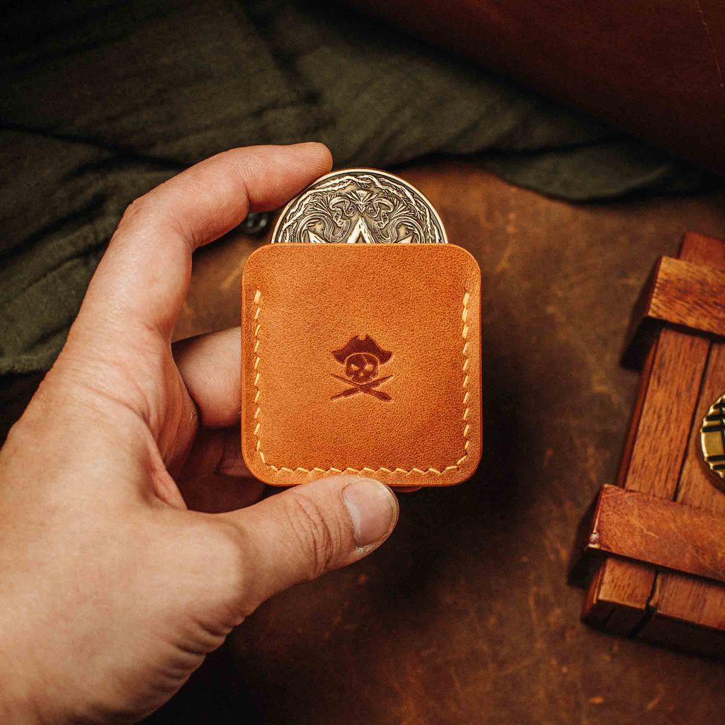 Challenge Coin Holder - Peso Pocket v3 | Leather Coin Case | Handcrafted EDC Pirate Goods