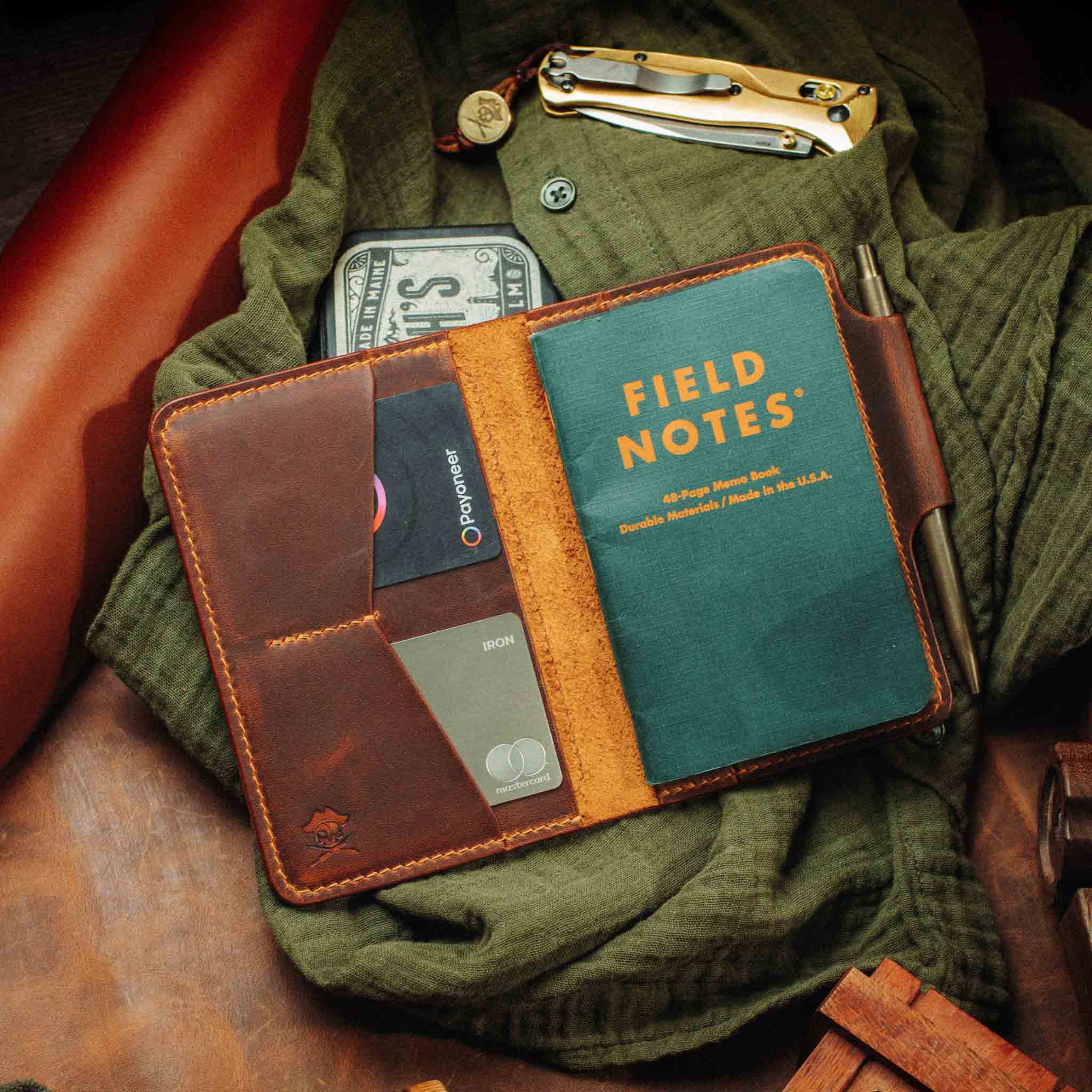 Passport Travel Wallet - Quartermaster v2 | Leather Velcro Organizer | Field Notes Holder Pirate Goods