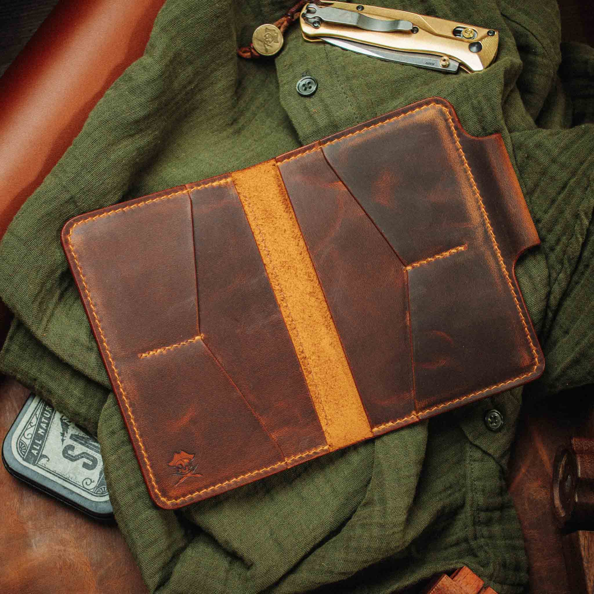 Passport Travel Wallet - Quartermaster v2 | Leather Velcro Organizer | Field Notes Holder Pirate Goods