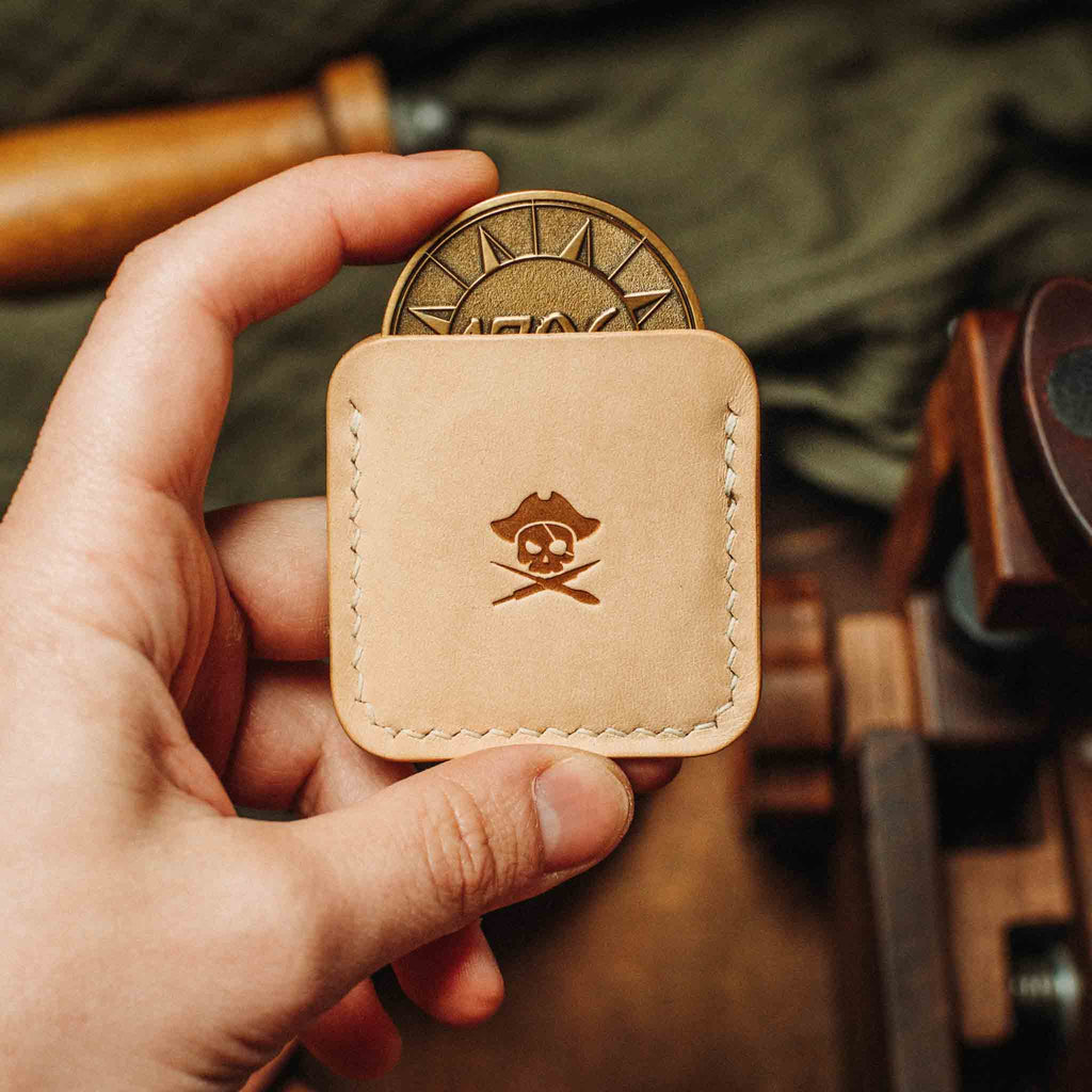Challenge Coin Holder - Peso Pocket v3 | Leather Coin Case | Handcrafted EDC Pirate Goods