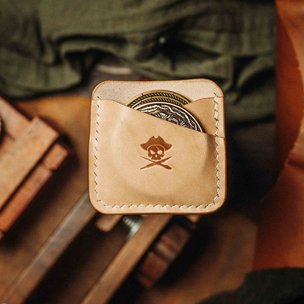 Double Coin Holder - Peso Pocket Duo | Challenge Coin Case | Handcrafted Leather Pirate Goods