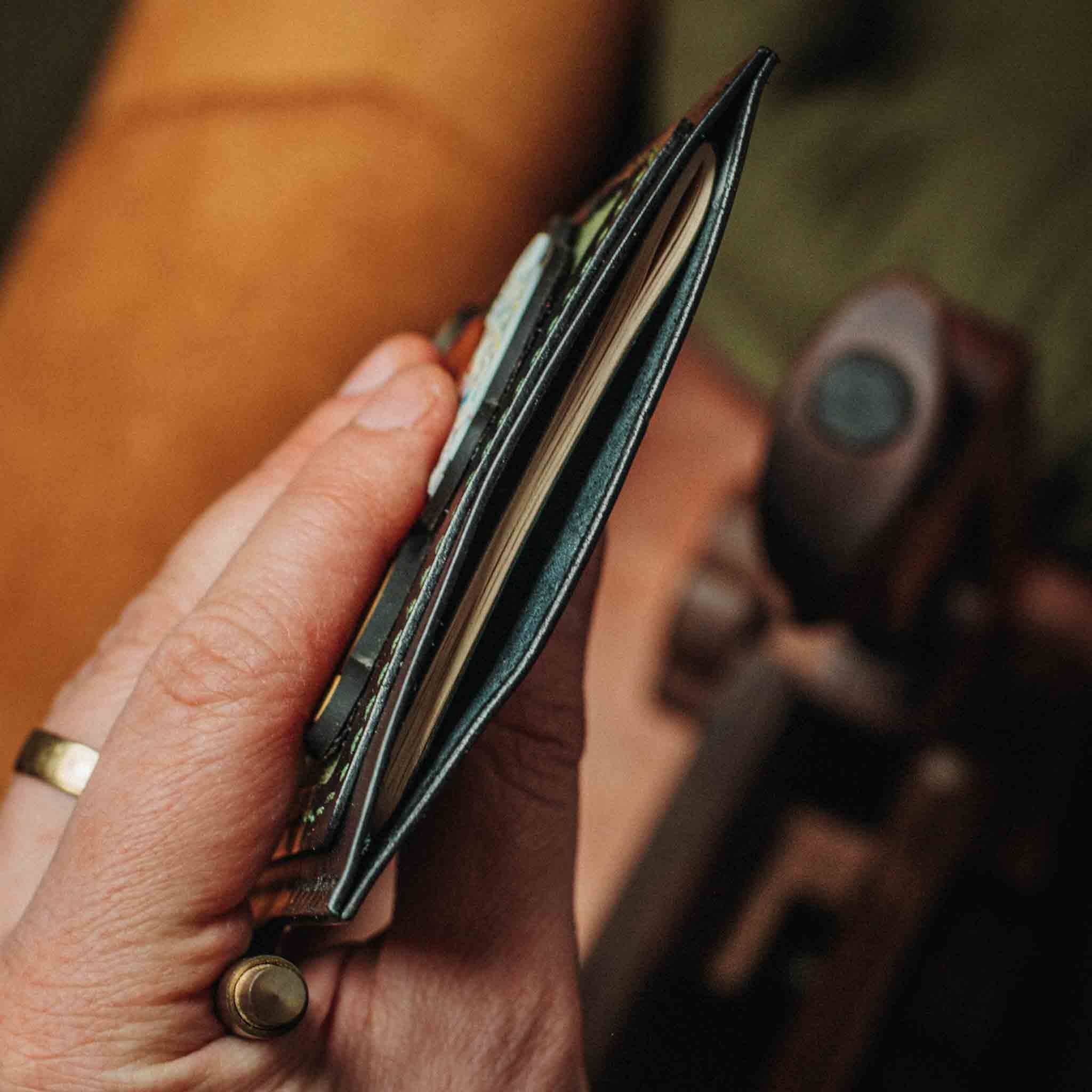 Velcro Journal Cover - Helmsman | Leather Field Notes Holder | Patch Display Pirate Goods