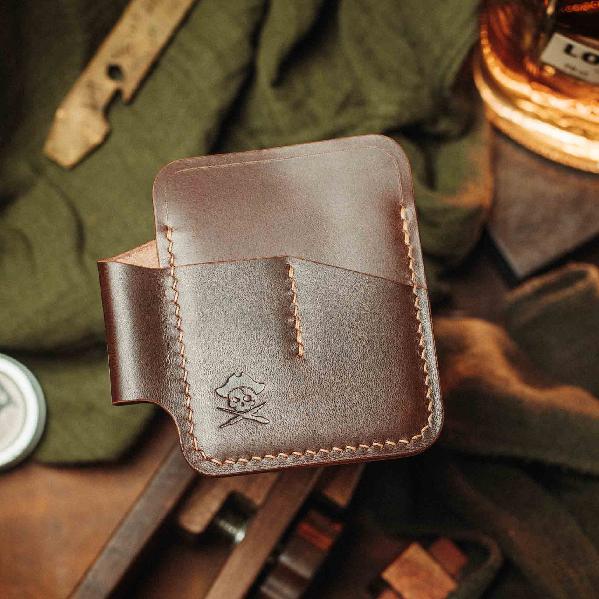 Small Pocket Organizer - First Mate Mini | Leather Pocket Slip | Handcrafted Everyday Carry Pirate Goods