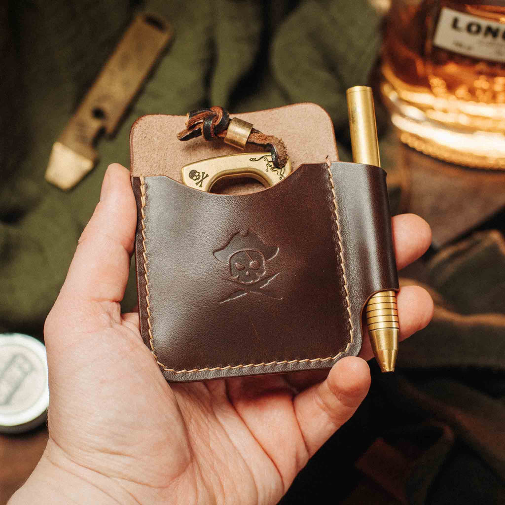 Small Pocket Organizer - First Mate Mini | Leather Pocket Slip | Handcrafted Everyday Carry Pirate Goods
