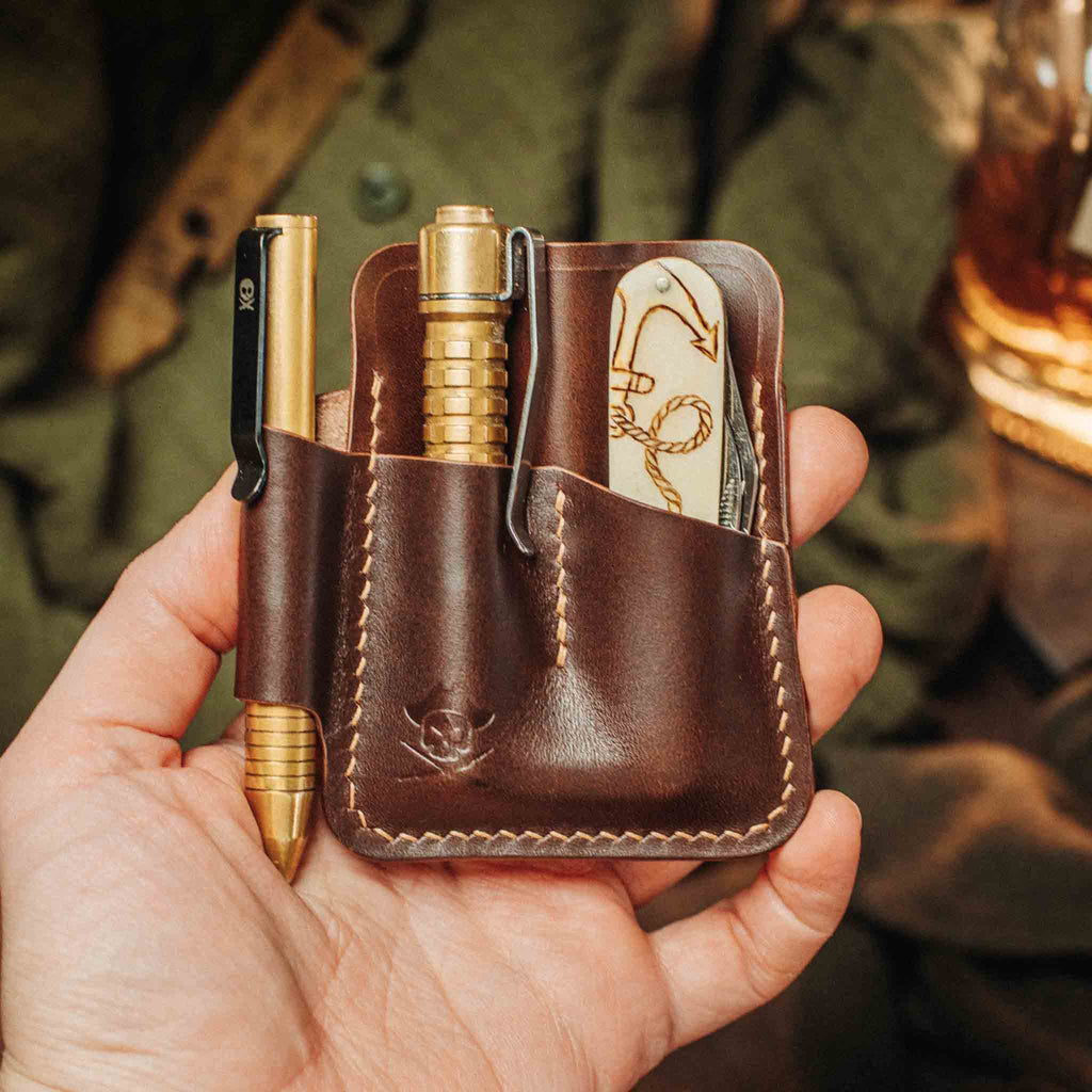 Small Pocket Organizer - First Mate Mini | Leather Pocket Slip | Handcrafted Everyday Carry Pirate Goods