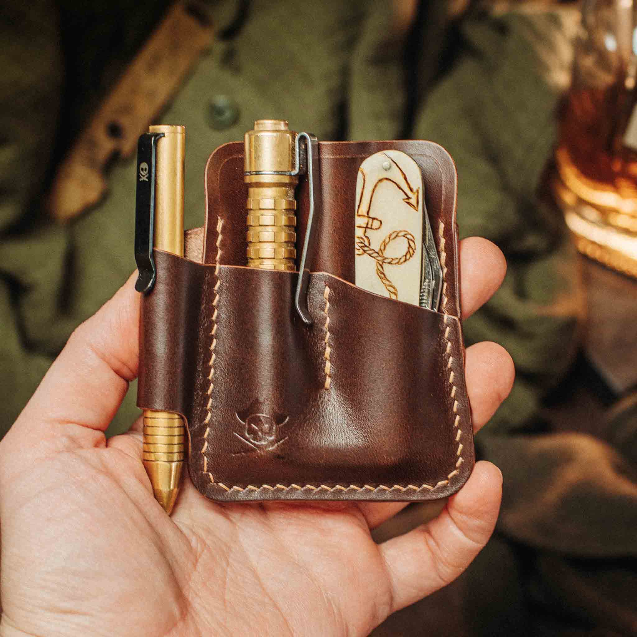 Small Pocket Organizer - First Mate Mini | Leather Pocket Slip | Handcrafted Everyday Carry Pirate Goods