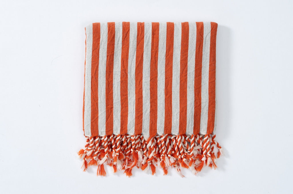Girit Burgundy Cotton Linen Towel Eastern Woven
