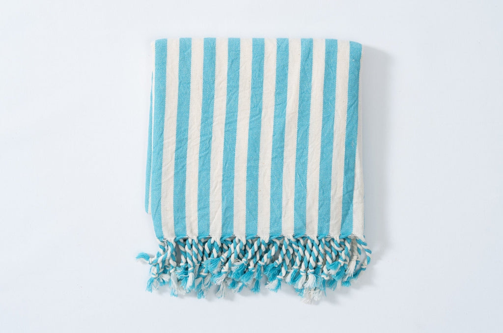 Girit Turquoise Cotton Linen Towel Eastern Woven