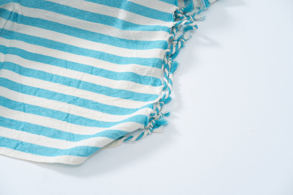Girit Turquoise Cotton Linen Towel Eastern Woven