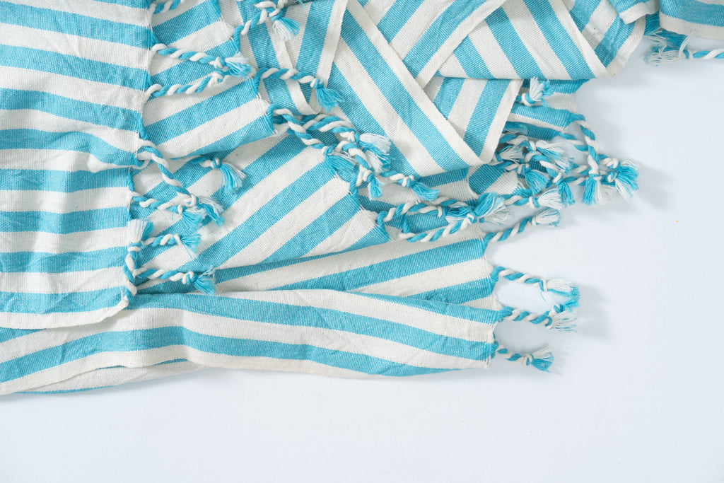 Girit Turquoise Cotton Linen Towel Eastern Woven