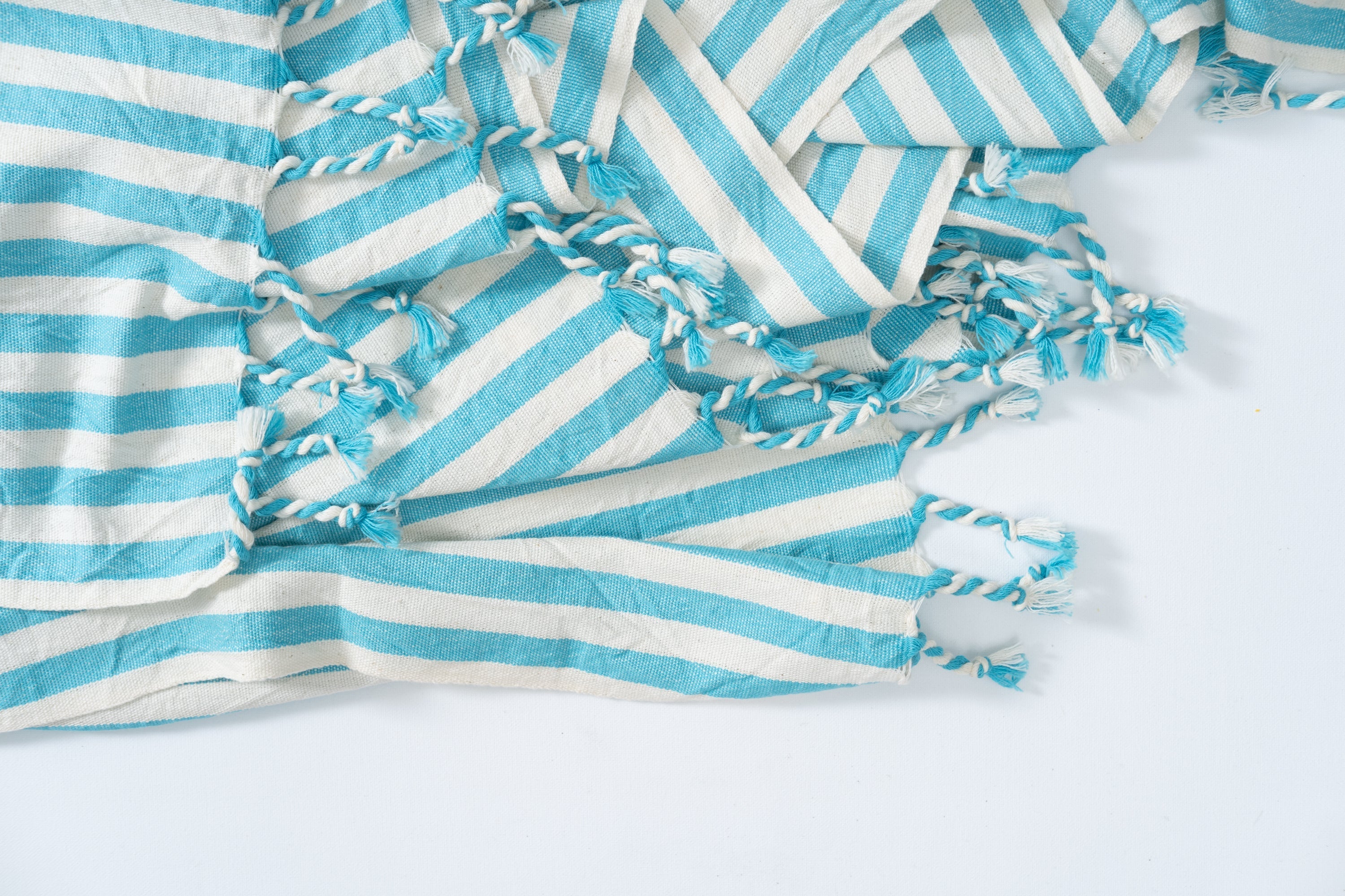Girit Turquoise Cotton Linen Towel Eastern Woven