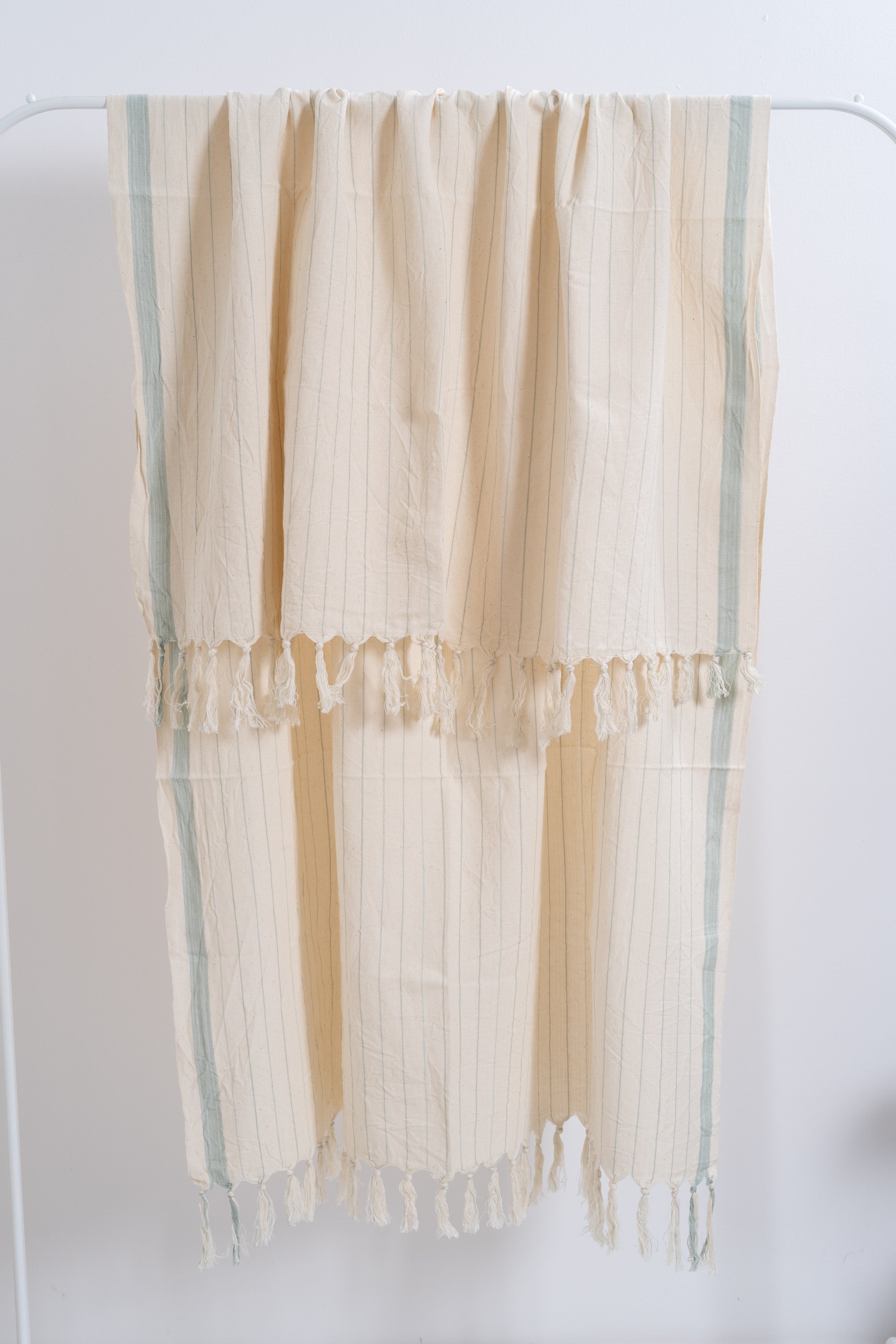 Drama Blue Cotton Linen Towel Eastern Woven