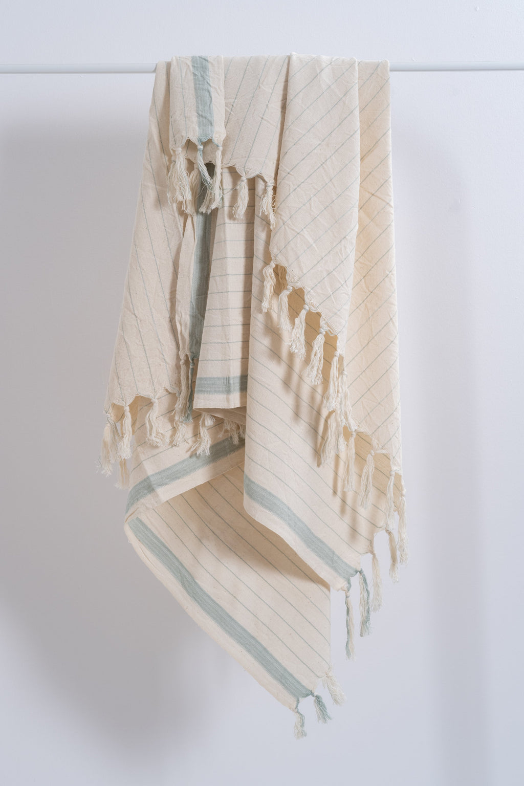 Drama Blue Cotton Linen Towel Eastern Woven
