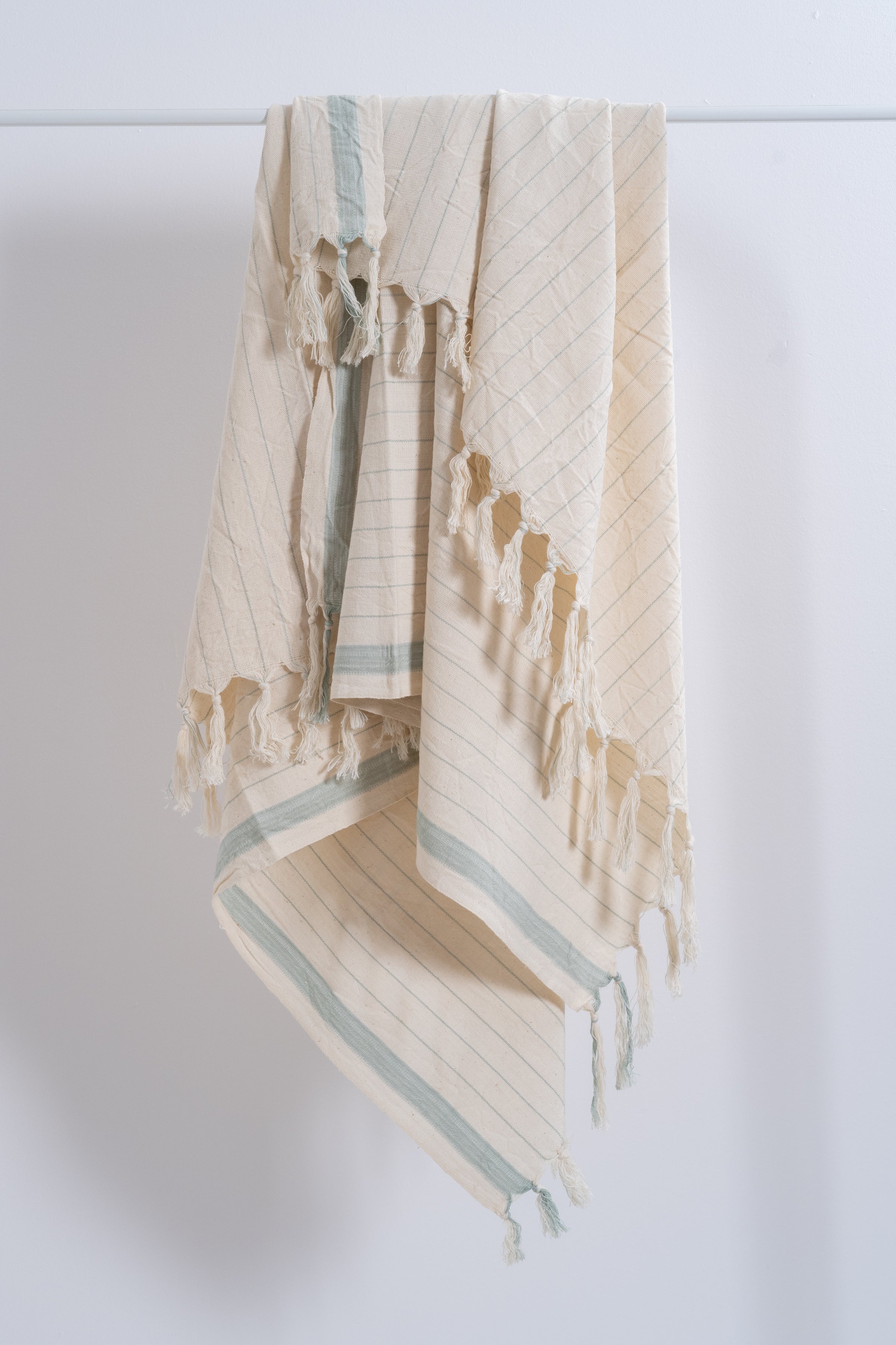 Drama Blue Cotton Linen Towel Eastern Woven