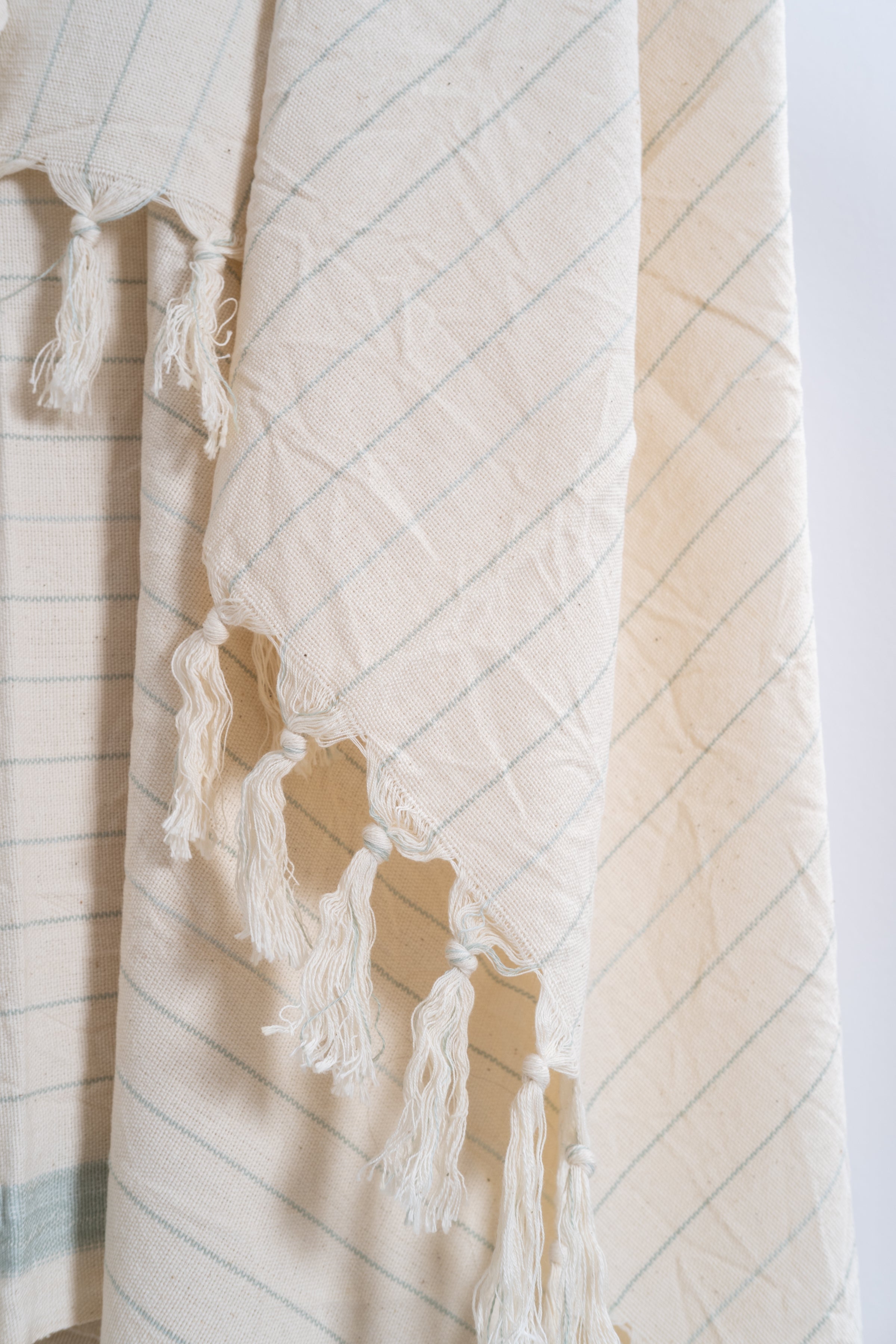 Drama Blue Cotton Linen Towel Eastern Woven