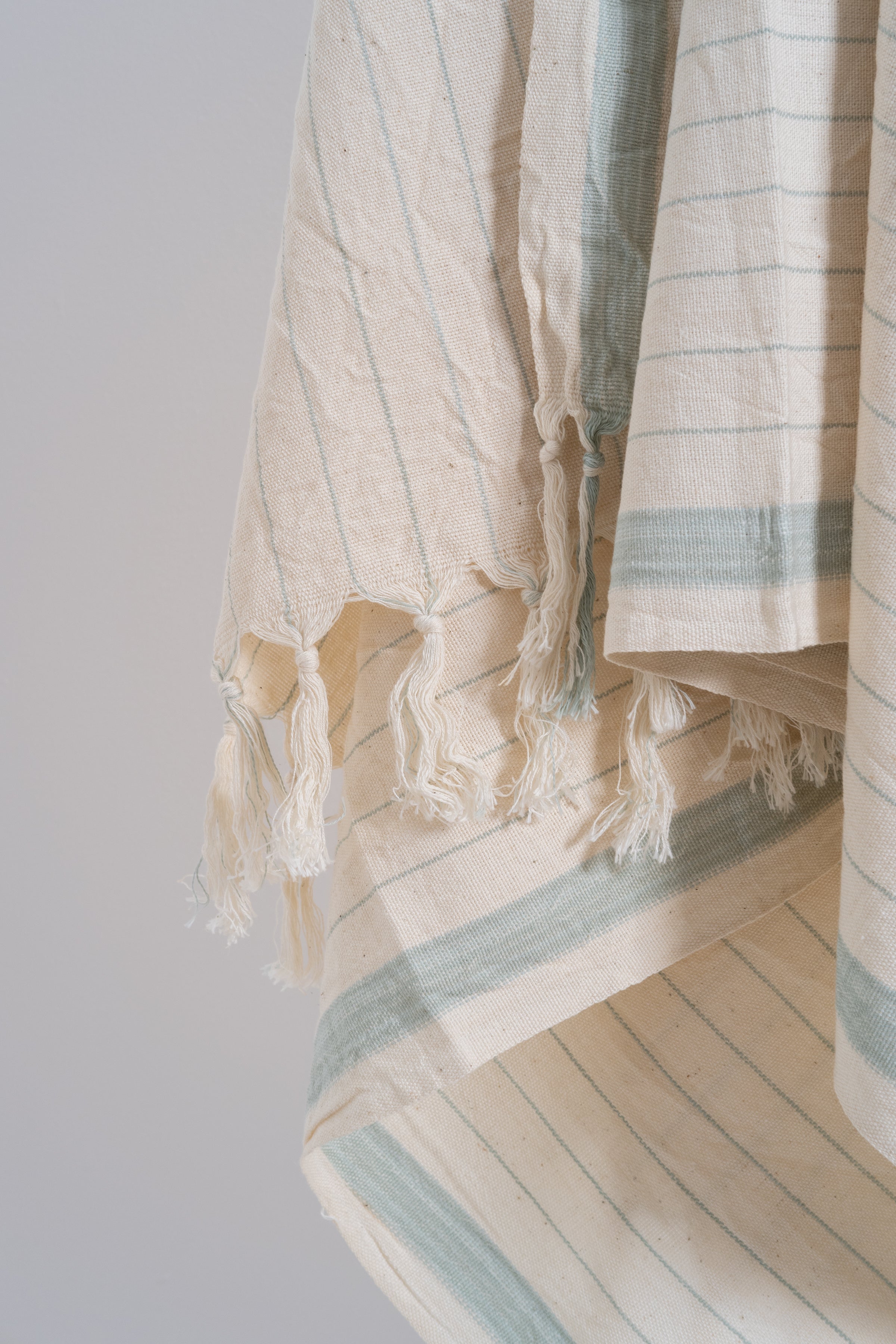 Drama Blue Cotton Linen Towel Eastern Woven