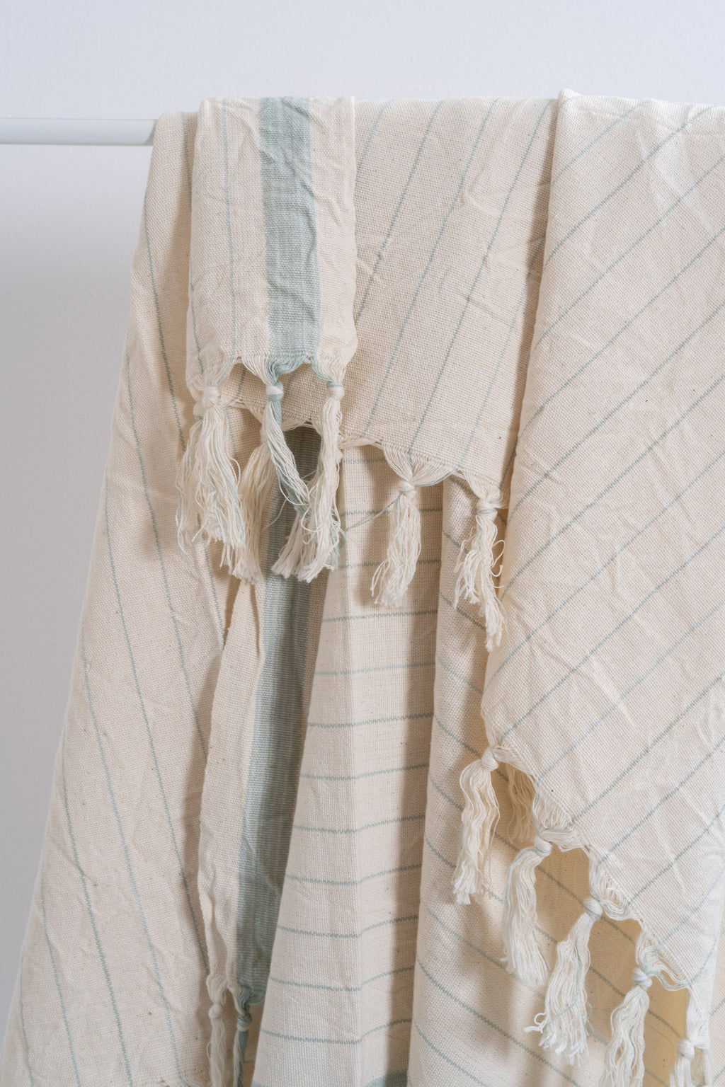 Drama Blue Cotton Linen Towel Eastern Woven