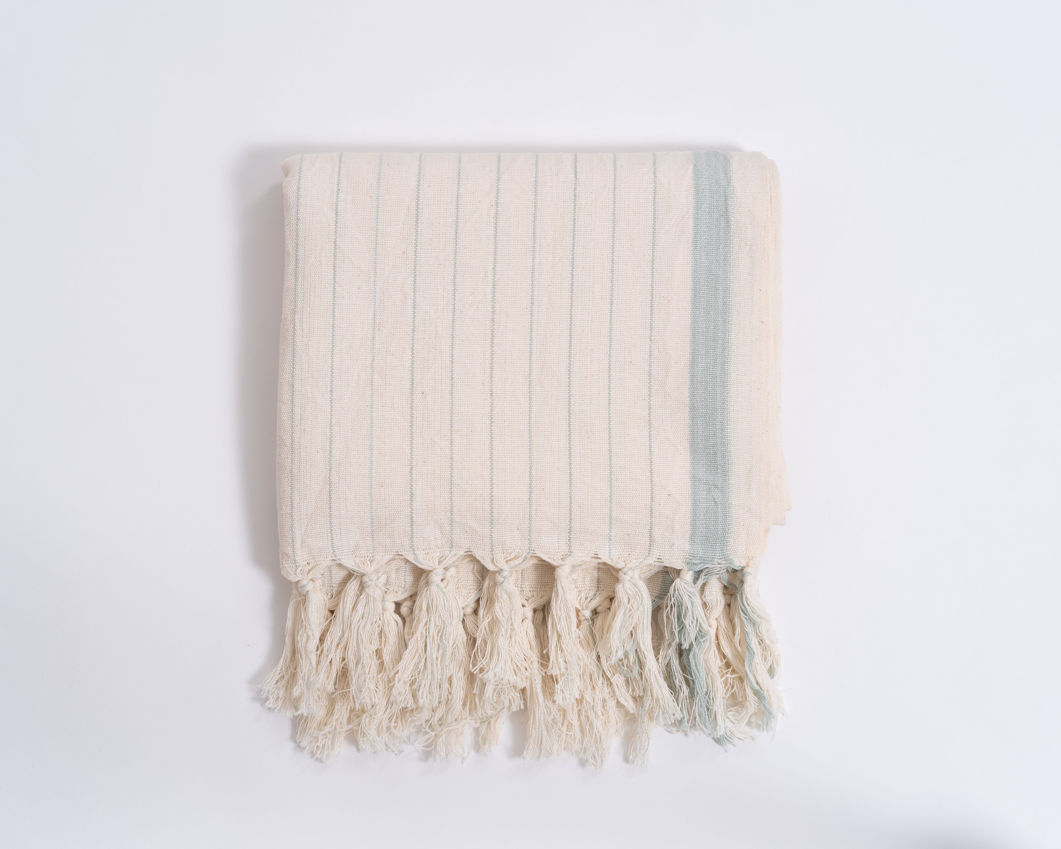 Drama Blue Cotton Linen Towel Eastern Woven