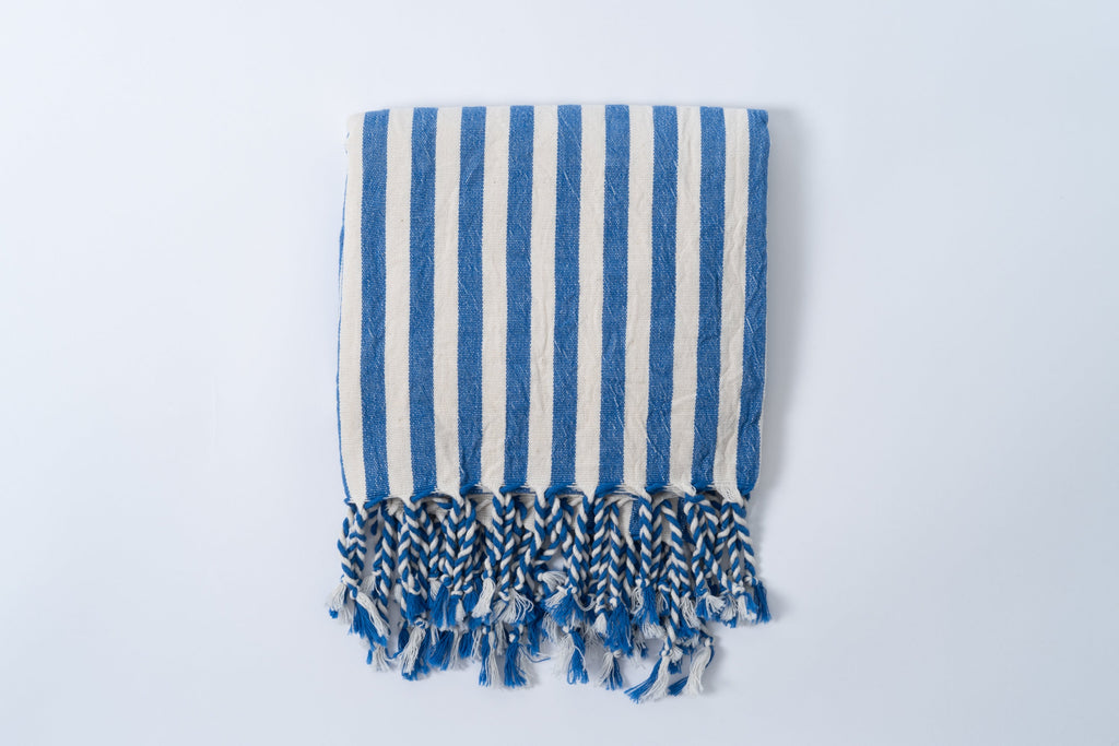 Girit Dark Blue Cotton Linen Towel Eastern Woven