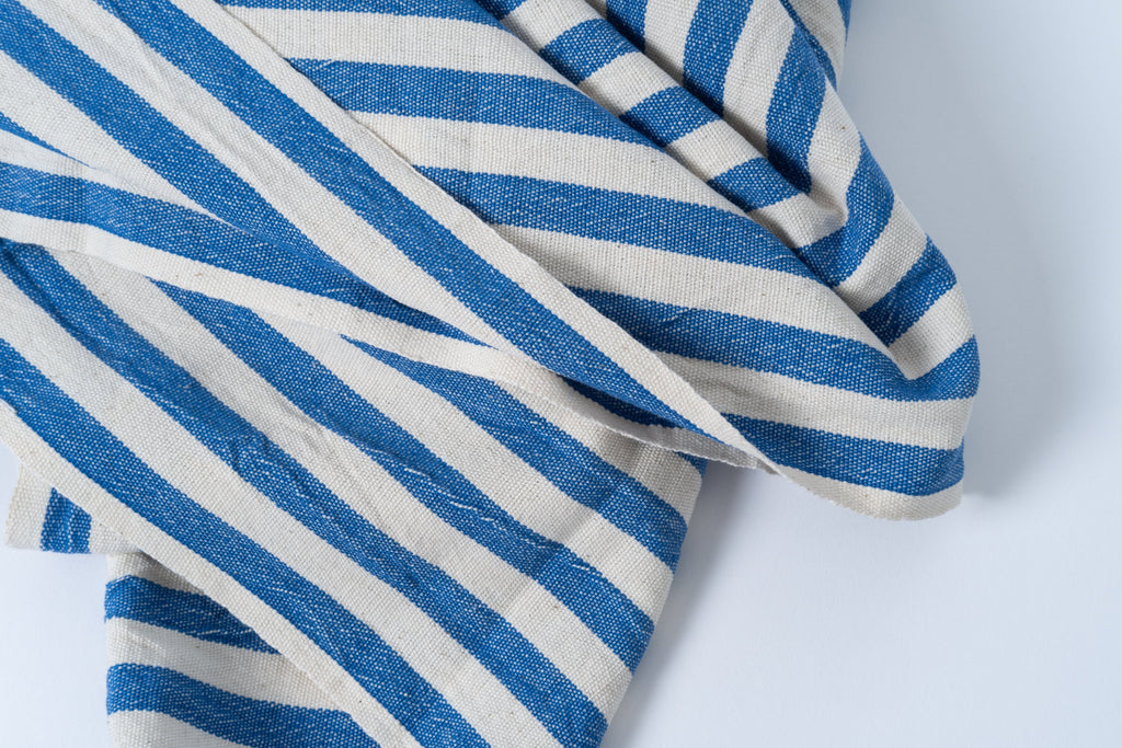 Girit Dark Blue Cotton Linen Towel Eastern Woven