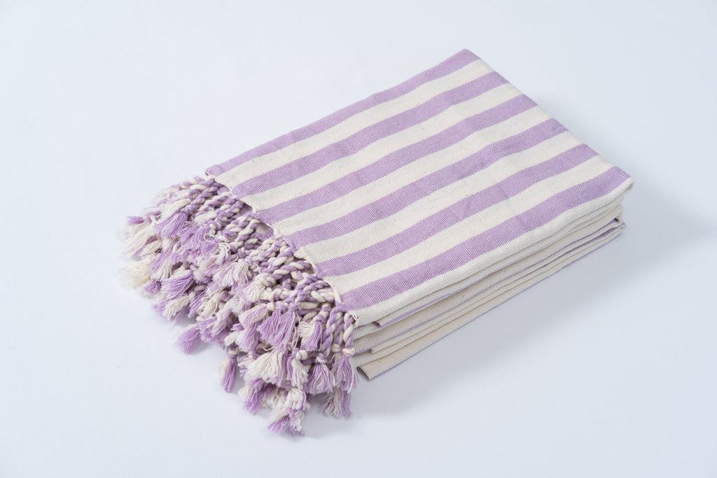 Girit Lilac Cotton Linen Towel Eastern Woven