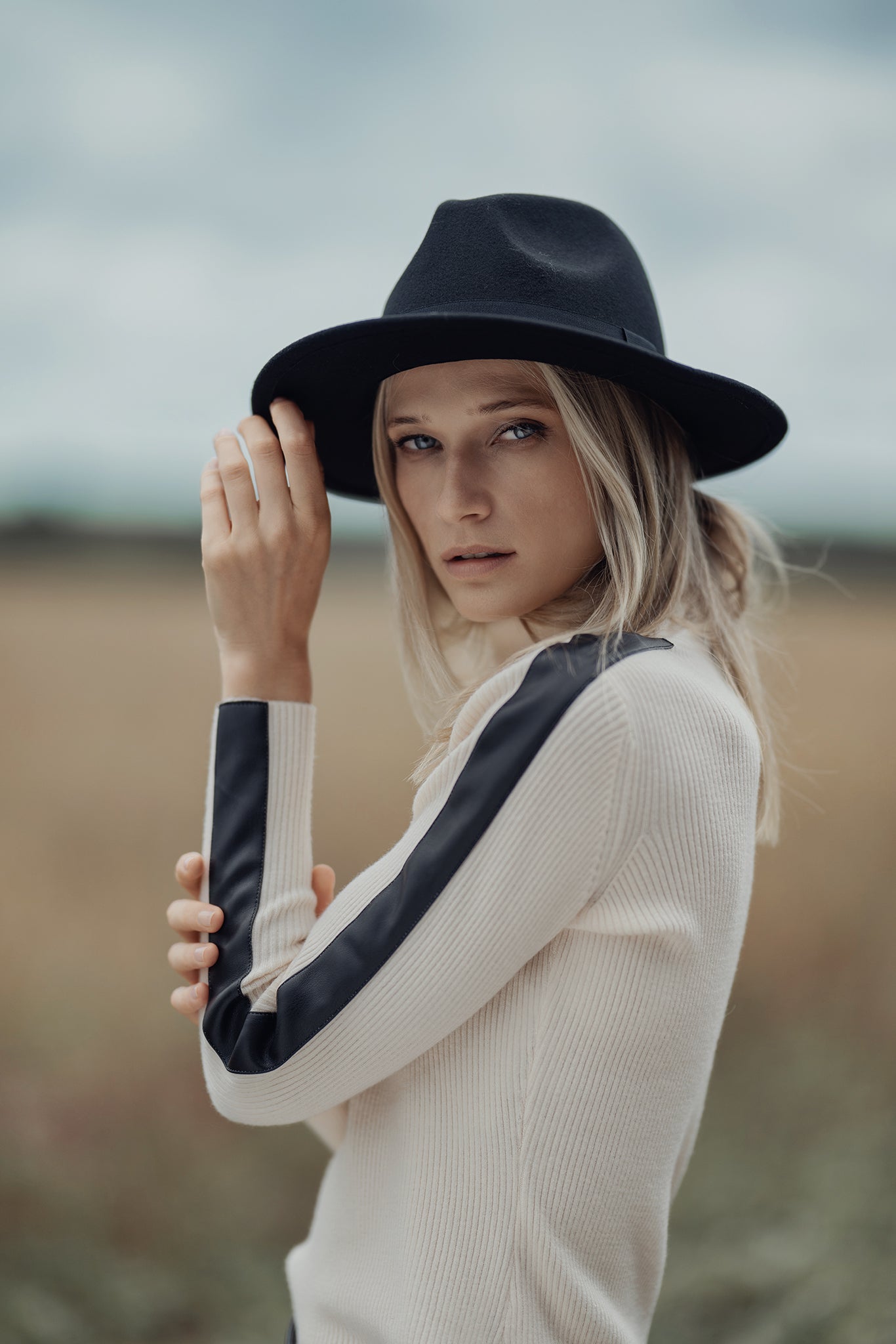 TURTLENECK SWEATER WITH LEATHER DETAIL profile-nyc