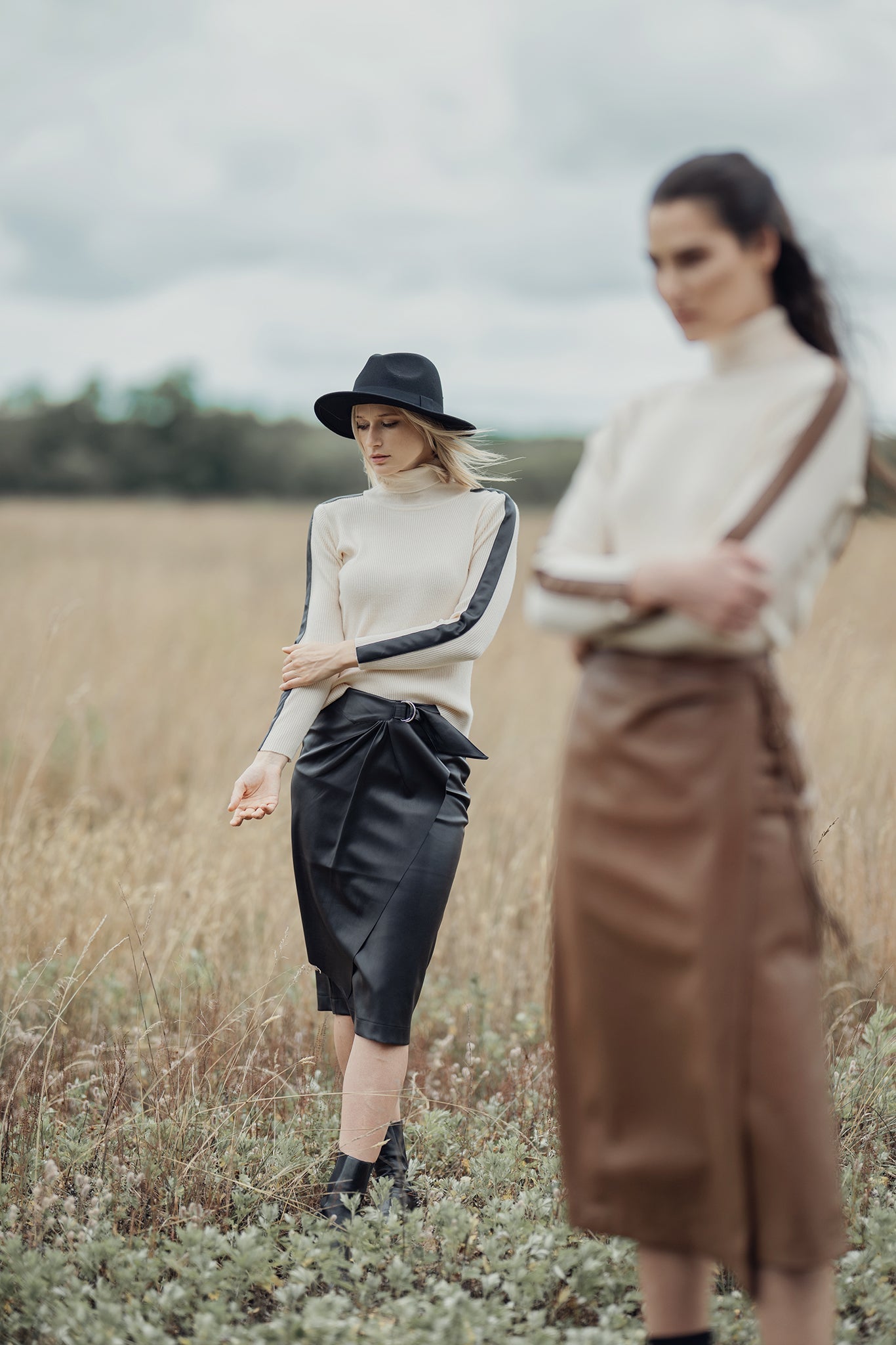 TURTLENECK SWEATER WITH LEATHER DETAIL profile-nyc