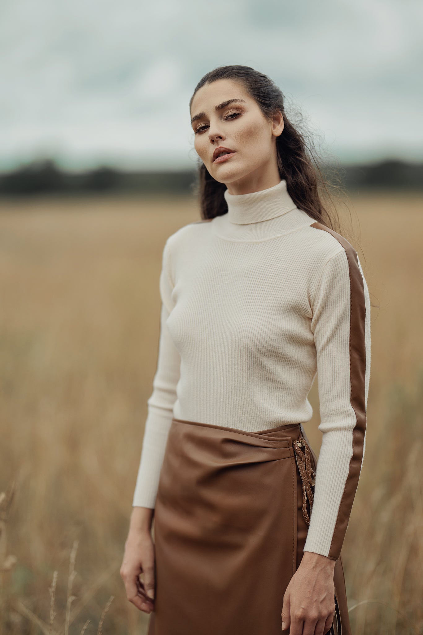 LEATHER FAUX WRAP SKIRT profile-nyc