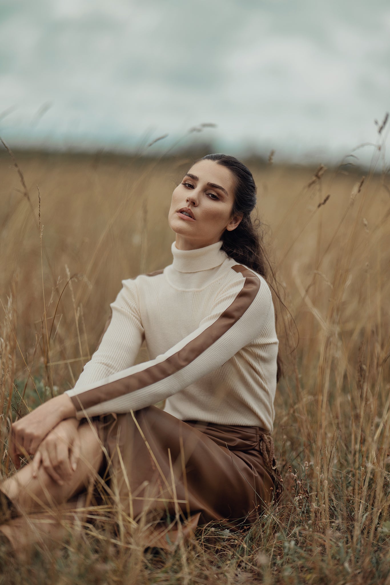 TURTLENECK SWEATER WITH LEATHER DETAIL profile-nyc