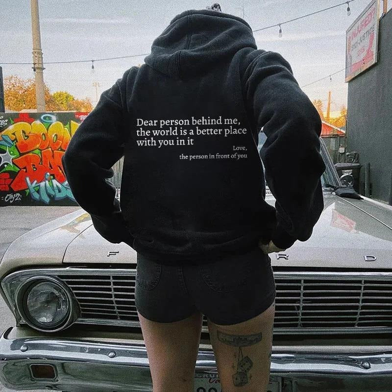 ''Dear Person Behind Me'' Plush Hoodie Gentleman.Clothing