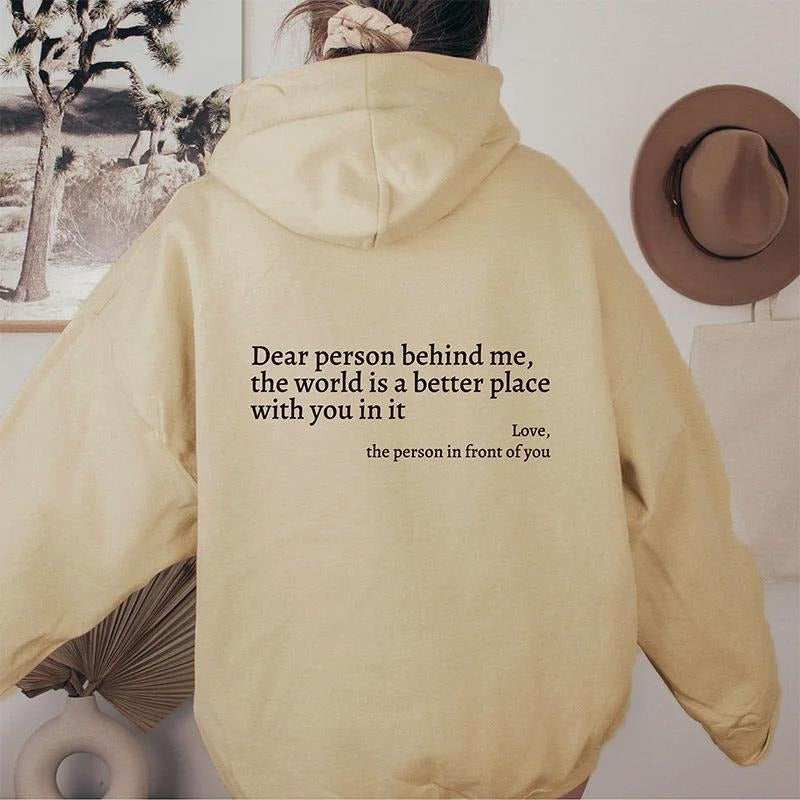 ''Dear Person Behind Me'' Plush Hoodie Gentleman.Clothing
