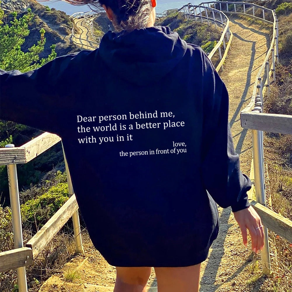 ''Dear Person Behind Me'' Plush Hoodie Gentleman.Clothing