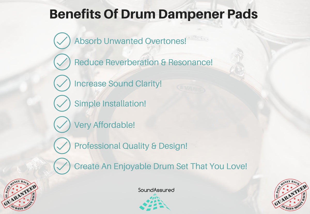 Drum Dampening Gel Pads | Reduce Overtones & Improve Tone SoundAssured