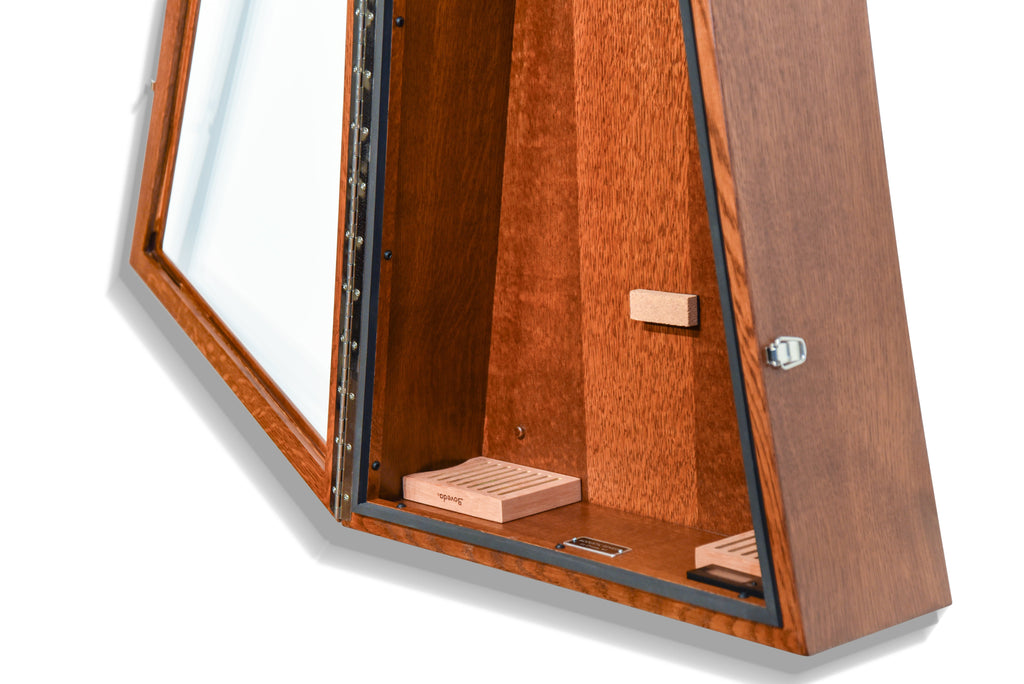 ClimaCase Triangle Humidor - Quartersawn White Oak with Boston Stain Acoustic Remedy Cases