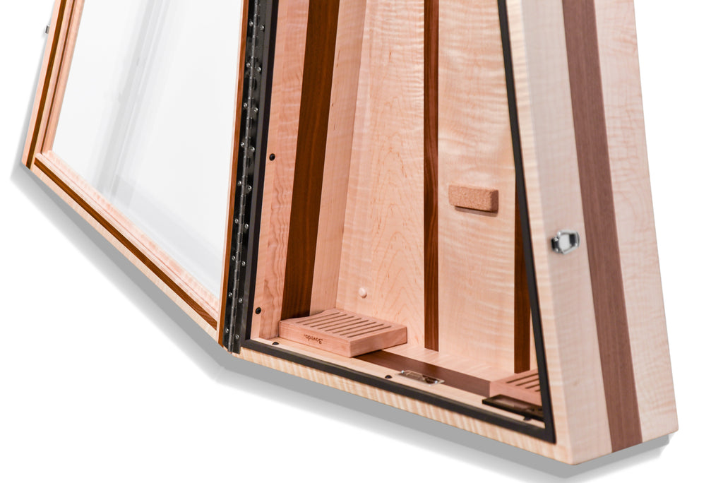 ClimaCase Triangle Humidor - Flamed Maple with Walnut Acoustic Remedy Cases