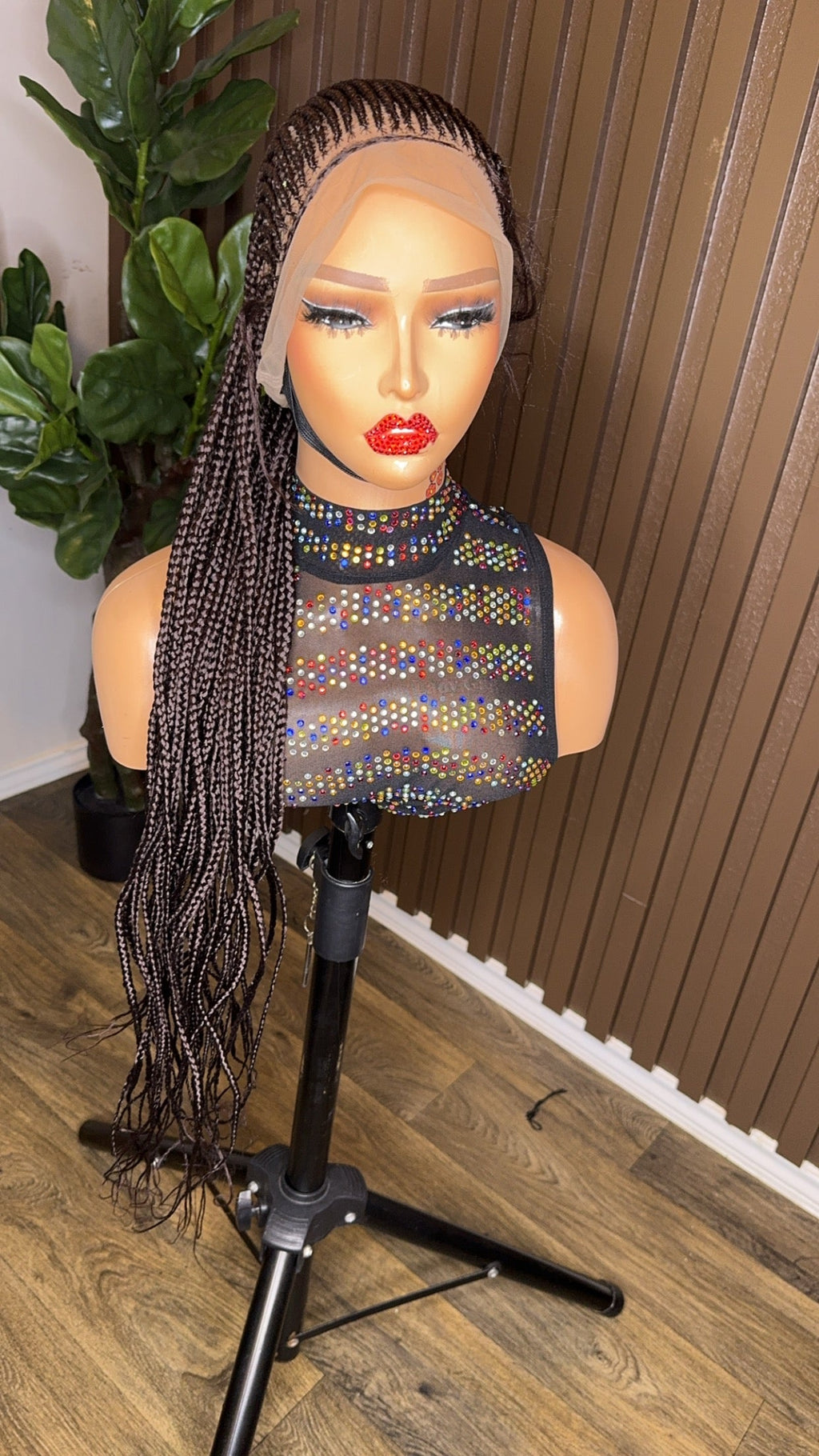 Brown cornrow braided wig HOL stores