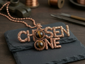 Custom copper wire wrapped chosen one statement necklace with tigers eye crystals￼ The Vibez Shop