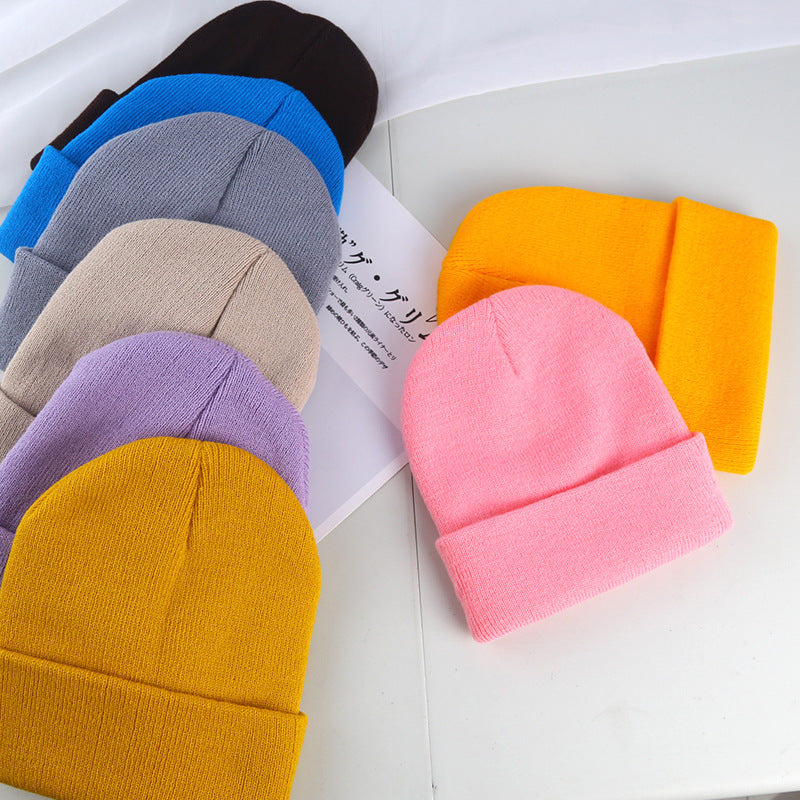 Plain knitted hat winter wool hat hat men and women warm hat