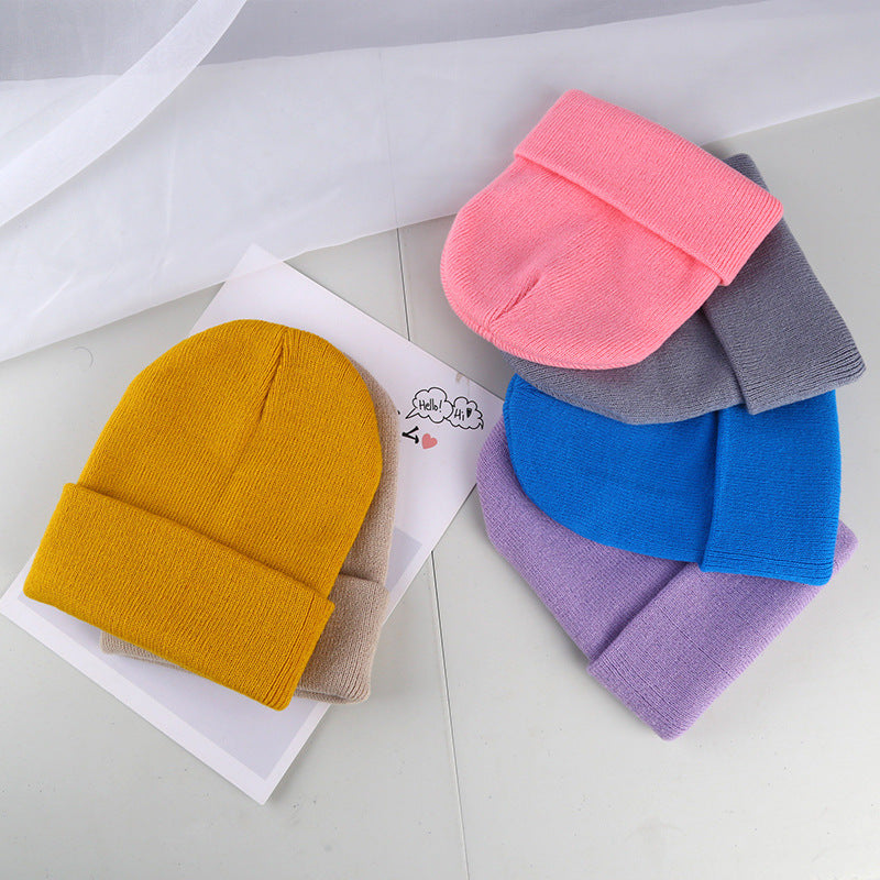 Plain knitted hat winter wool hat hat men and women warm hat