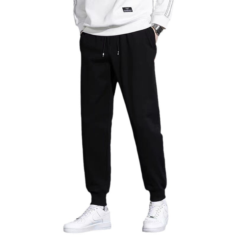 Men's sweatpants trousers 2024 spring and autumn new straight black loose casual knitted men's running basketball pants