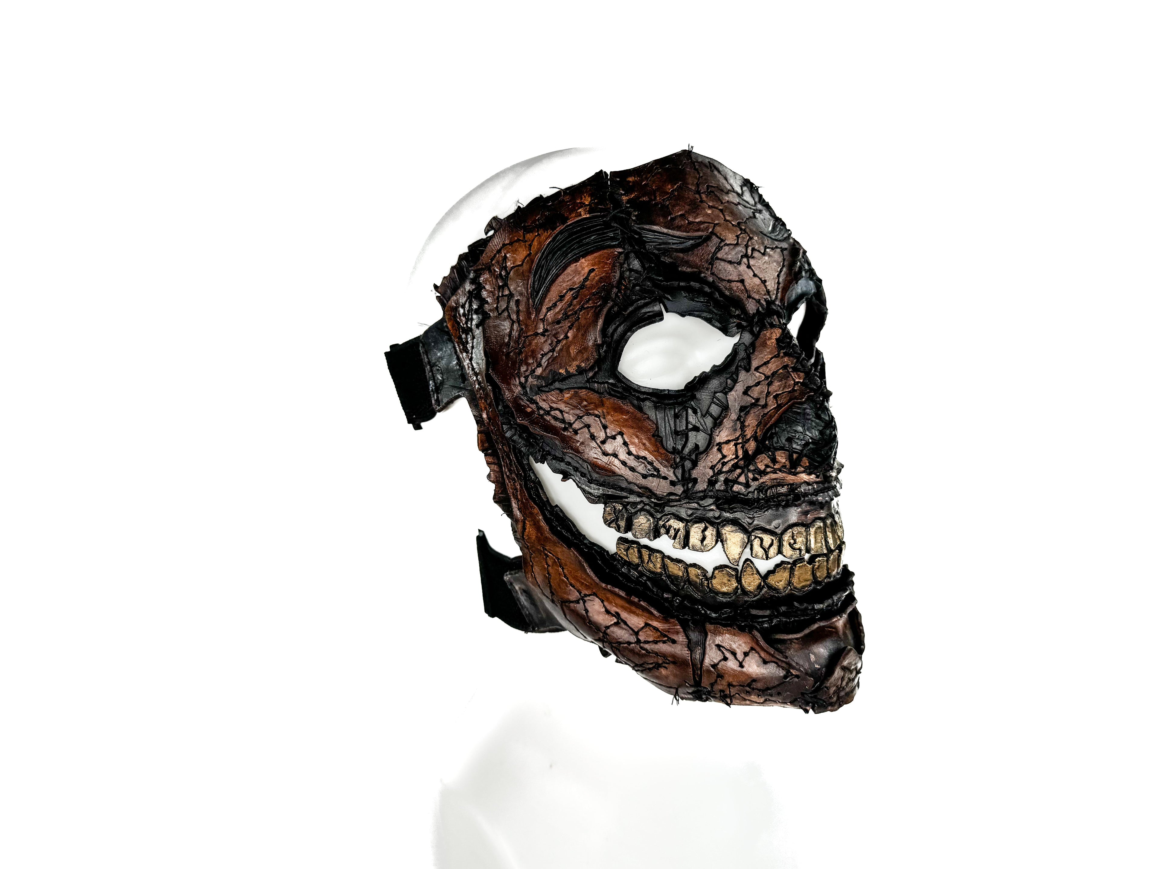 Genuine Leather Mask - GigaMyme Leatherface Edition - Handmade Mime Full Face Cover for Halloween, Performance or Cosplay Costume Rockwell Masks