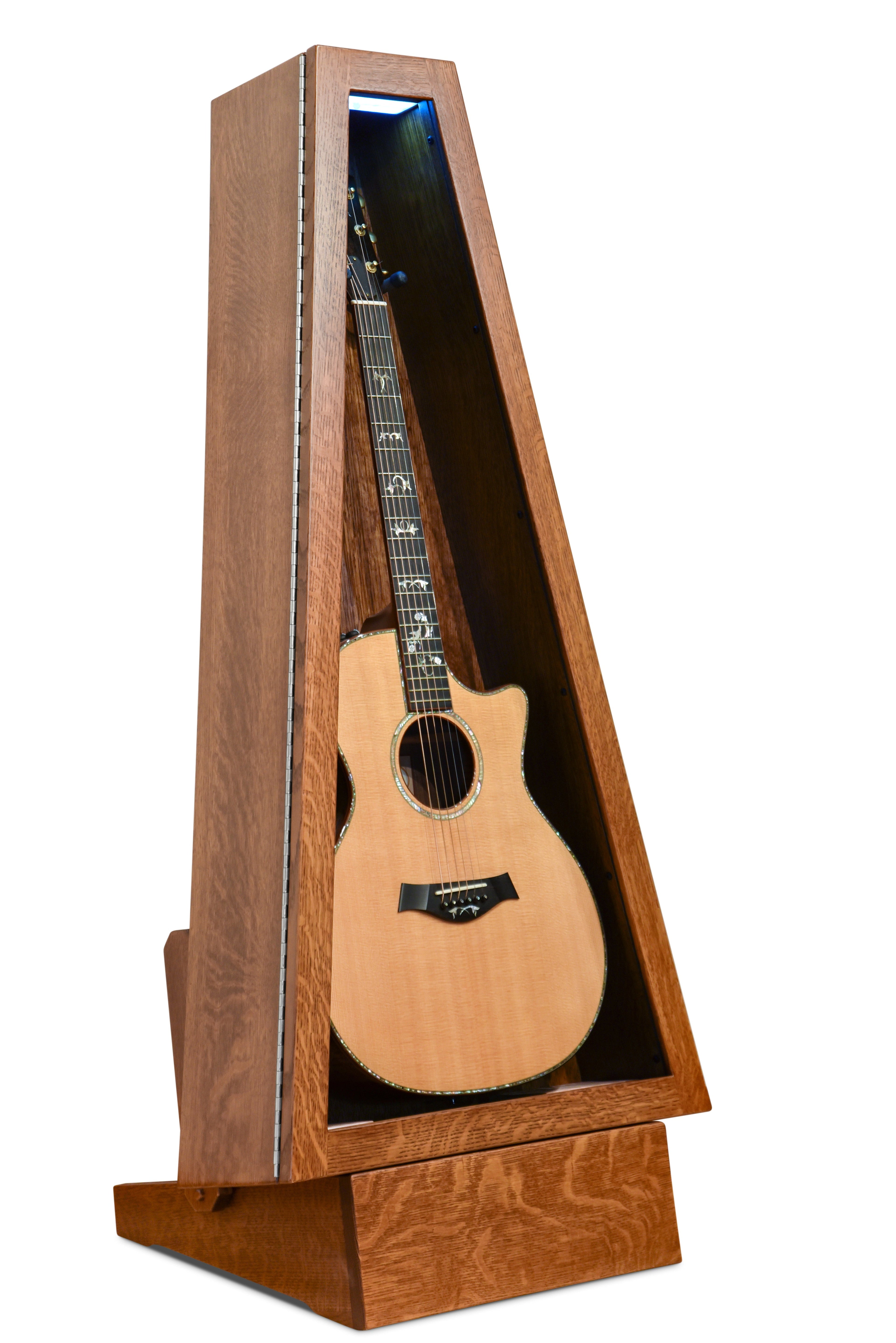 ClimaStand Triangle Humidor with Base - Quartersawn White Oak with Boston Stain Acoustic Remedy Cases