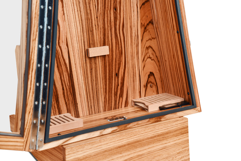 ClimaStand Triangle Humidor with Base - Zebrawood Acoustic Remedy Cases