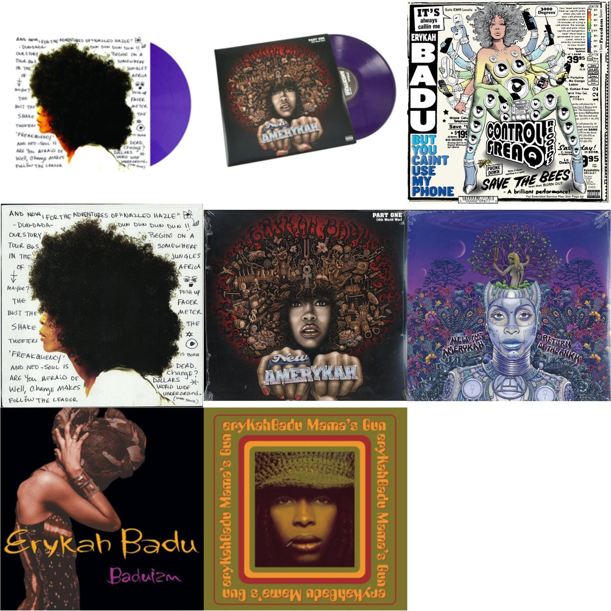 Erykah Badu - Worldwide Underground (Purple LP Vinyl) & New Amerykah Part One (4Th World War) (Purple Vinyl/2LP) & But You Caint Use My Phone (Purple LP Vinyl) & Worldwide Underground & New Amerykah Part 1: 4Th World War & New Amerykah Part 2: Return Bundle Music