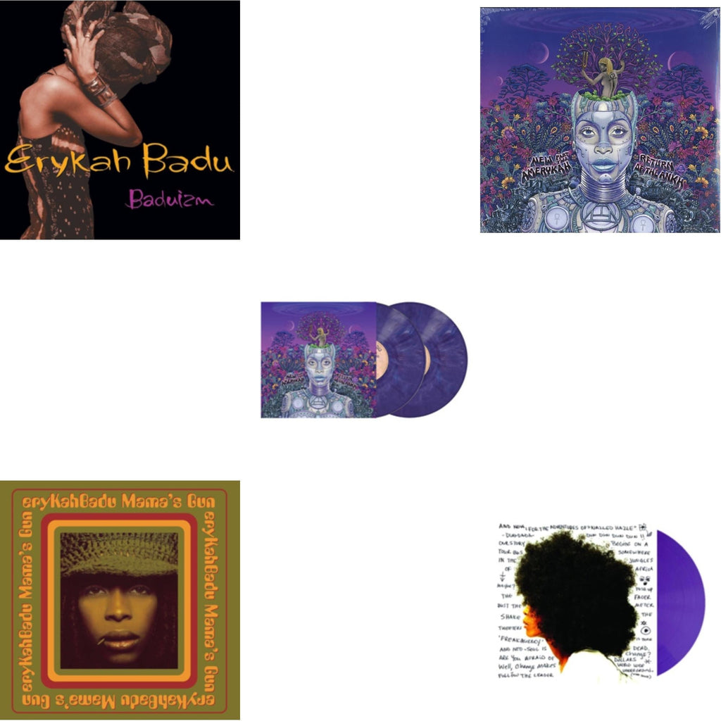 Erykah Badu - Baduizm & Mama's Gun & New Amerykah Part Two (Return Of The Ankh) (Violet Vinyl/2LP) & New Amerykah Part 2: Return Of Ankh & Worldwide Underground (Purple LP Vinyl) Bundle Music