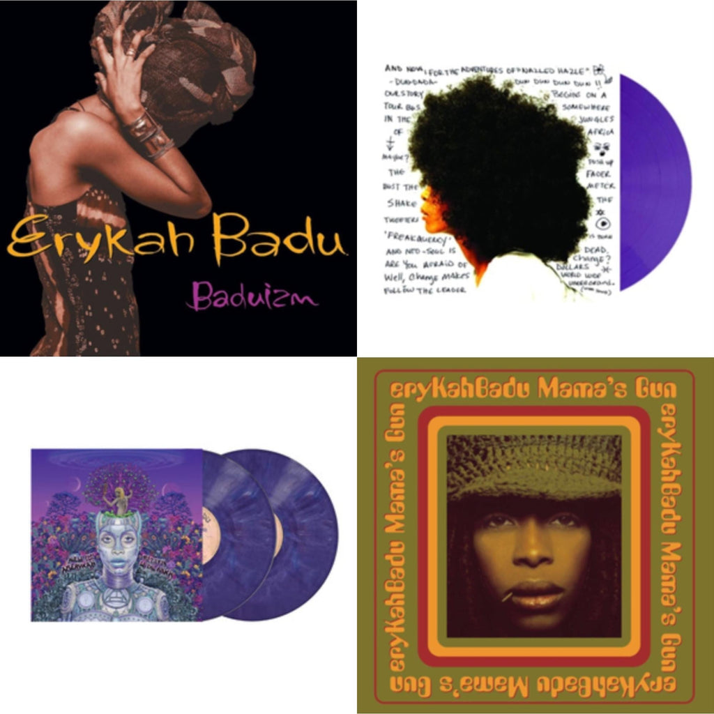 Erykah Badu - Baduizm & Worldwide Underground (Purple LP Vinyl) & New Amerykah Part Two (Return Of The Ankh) (Violet Vinyl/2LP) & Mama's Gun Bundle Music