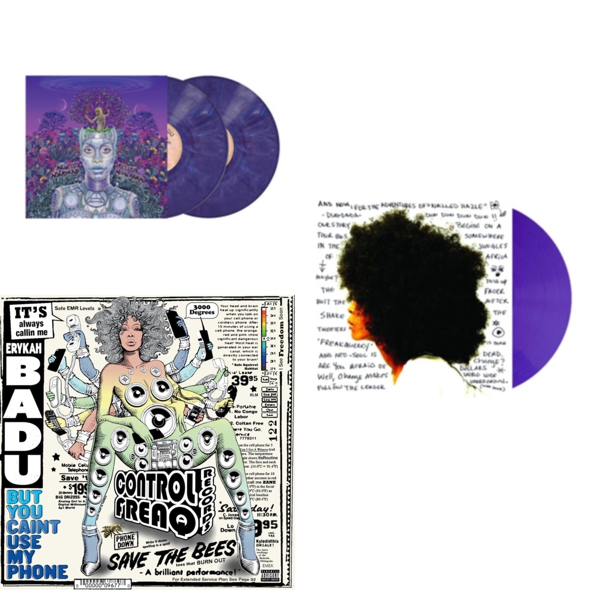 Erykah Badu - Worldwide Underground (Purple LP Vinyl) & New Amerykah Part Two (Return Of The Ankh) (Violet Vinyl/2LP) & But You Caint Use My Phone (Purple LP Vinyl) Bundle Music