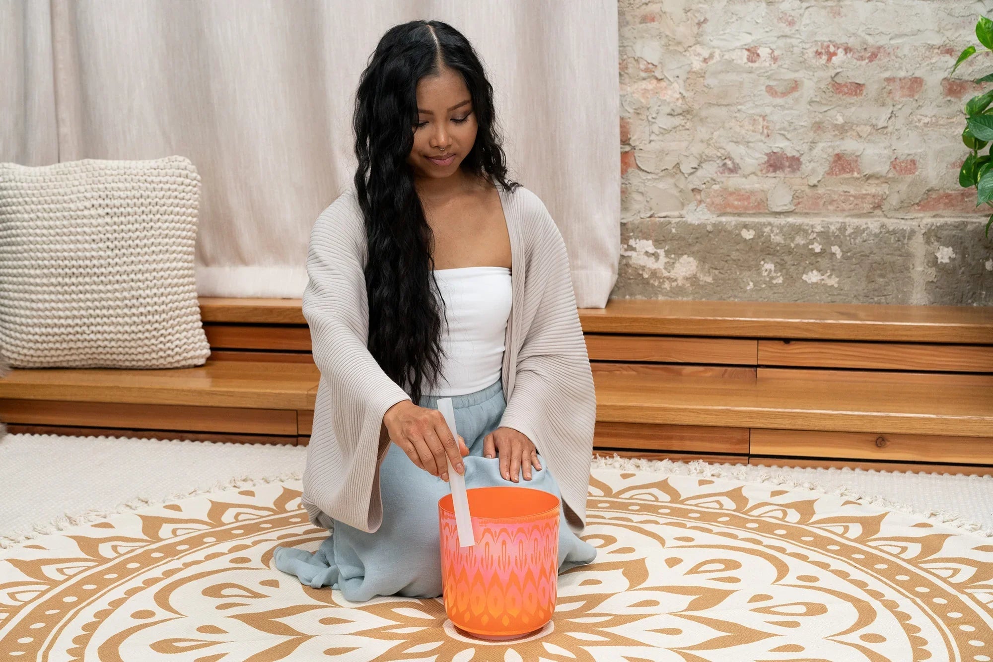 6.7" Essence Crystal Singing Bowl, Note C4, Orange, Root Chakra, 440 Hz Utah Energy Healing Center