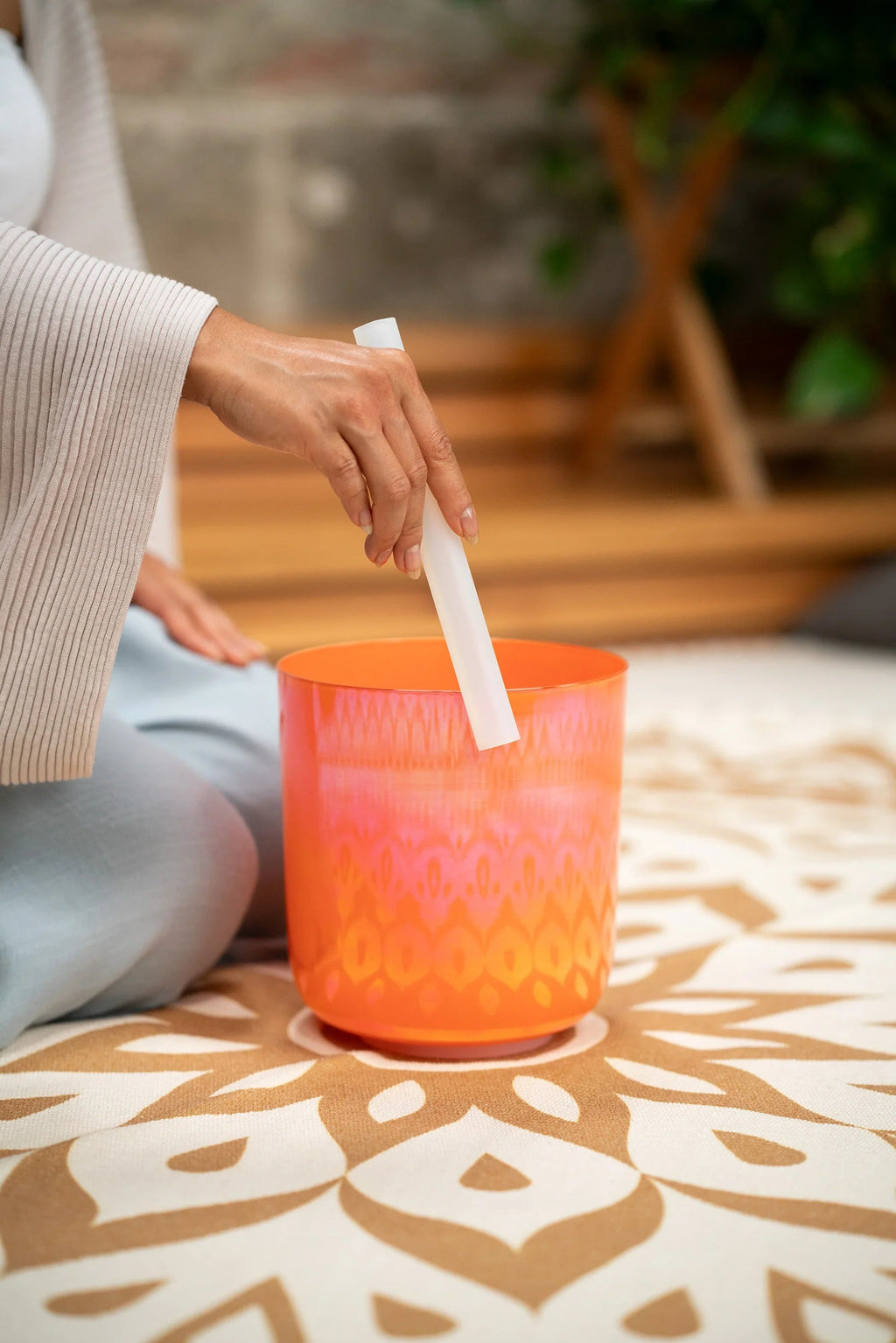 6.7" Essence Crystal Singing Bowl, Note C4, Orange, Root Chakra, 440 Hz Utah Energy Healing Center